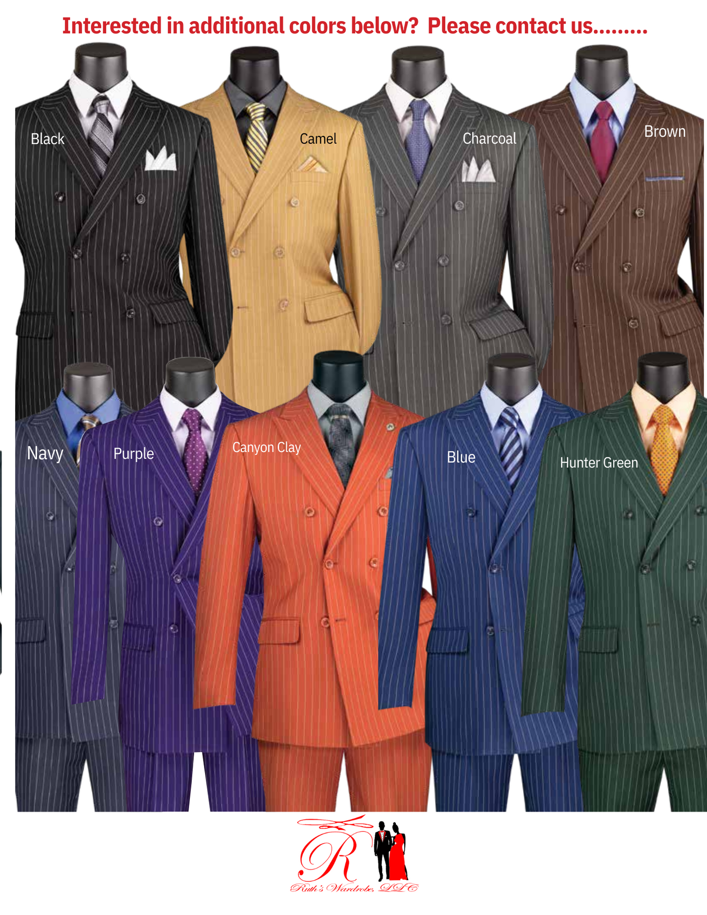 Vinci Executive Double Breasted Gangster Stripe Men's Suit Collection