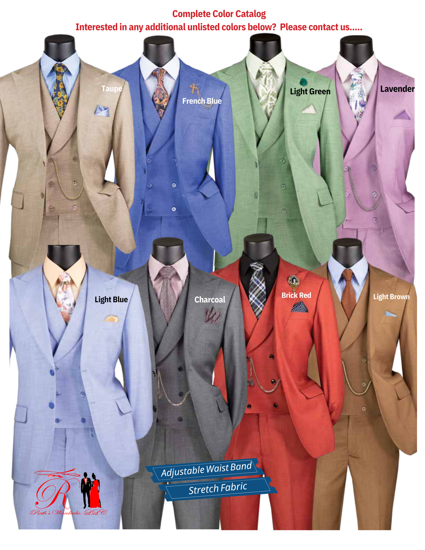 Vinci Modern Fit Single Breasted with Peak Lapel Fancy Vest 3 Piece Men's Suit Collection