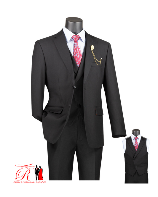 Vinci Modern Fit Single Breasted 3-Piece Notched Lapel Men's Suit Collection