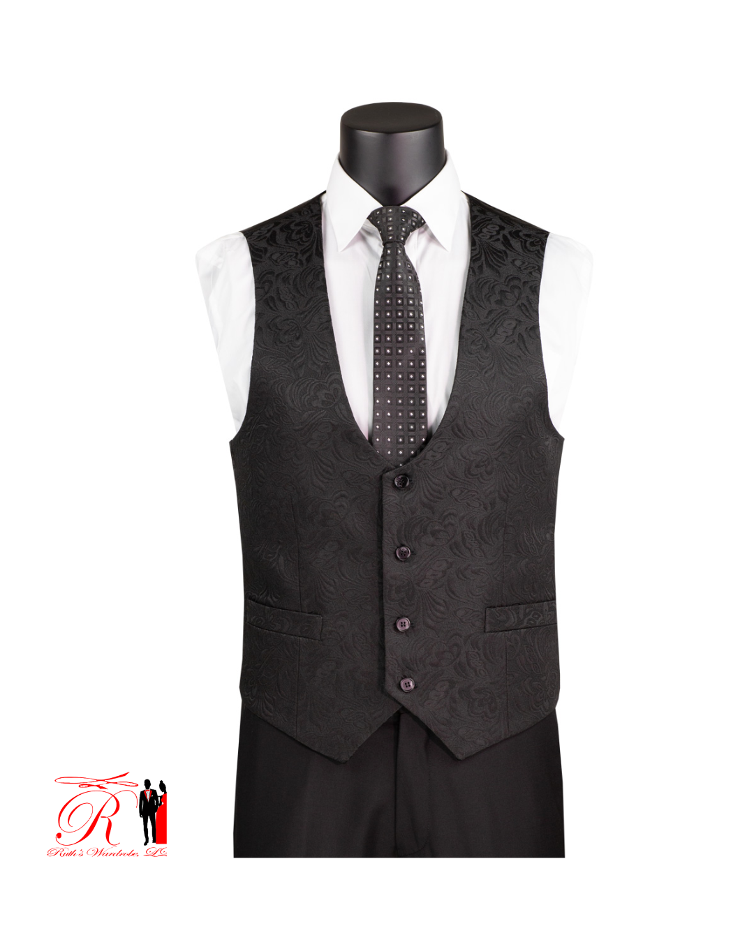 Vinci Slim Fit Vested Jacquard Fabric 1 Button Men's 3-Piece Tuxedo Collection #2