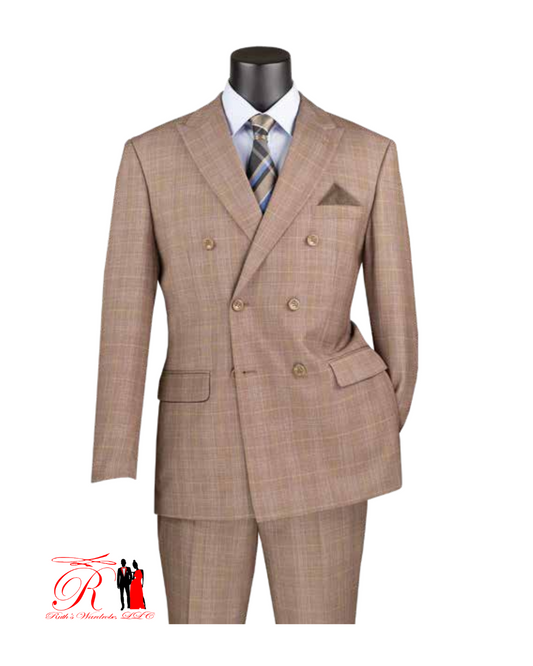 Vinci Executive Double Breasted Glen Plaid Men's Suit Collection #2