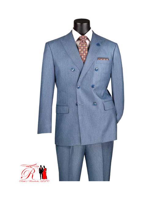 Vinci Executive Double Breasted With Sharkskin Finish Men's Suits Collection