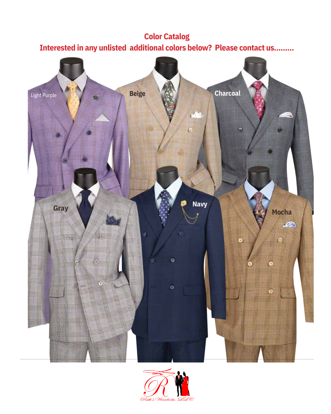Vinci Executive Double Breasted Glen Plaid Men's Suit Collection #1