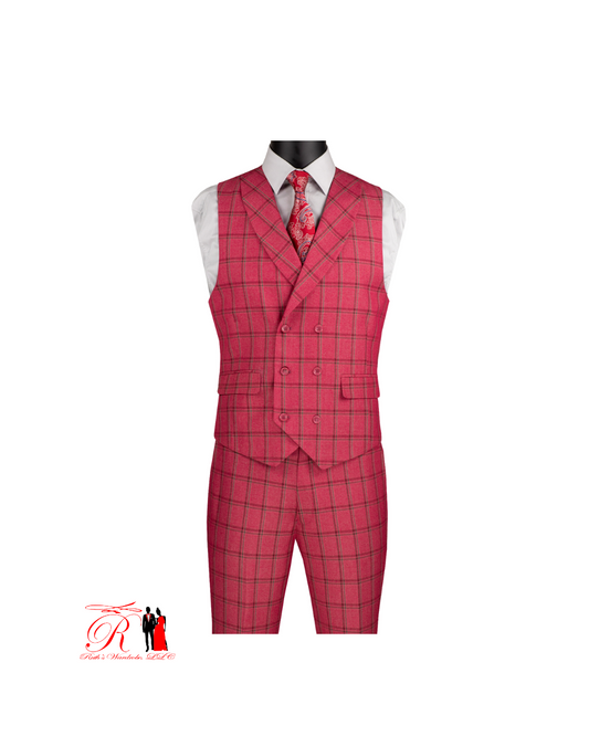 Vinci Modern Fit 3 Pcs Notch Lapel Suits with Fancy Vest Men's Style Suit Collection