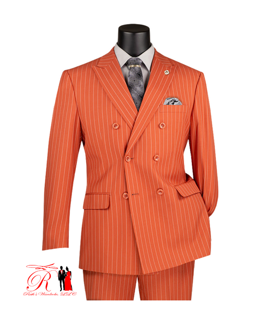 Vinci Executive Double Breasted Gangster Stripe Men's Suit Collection