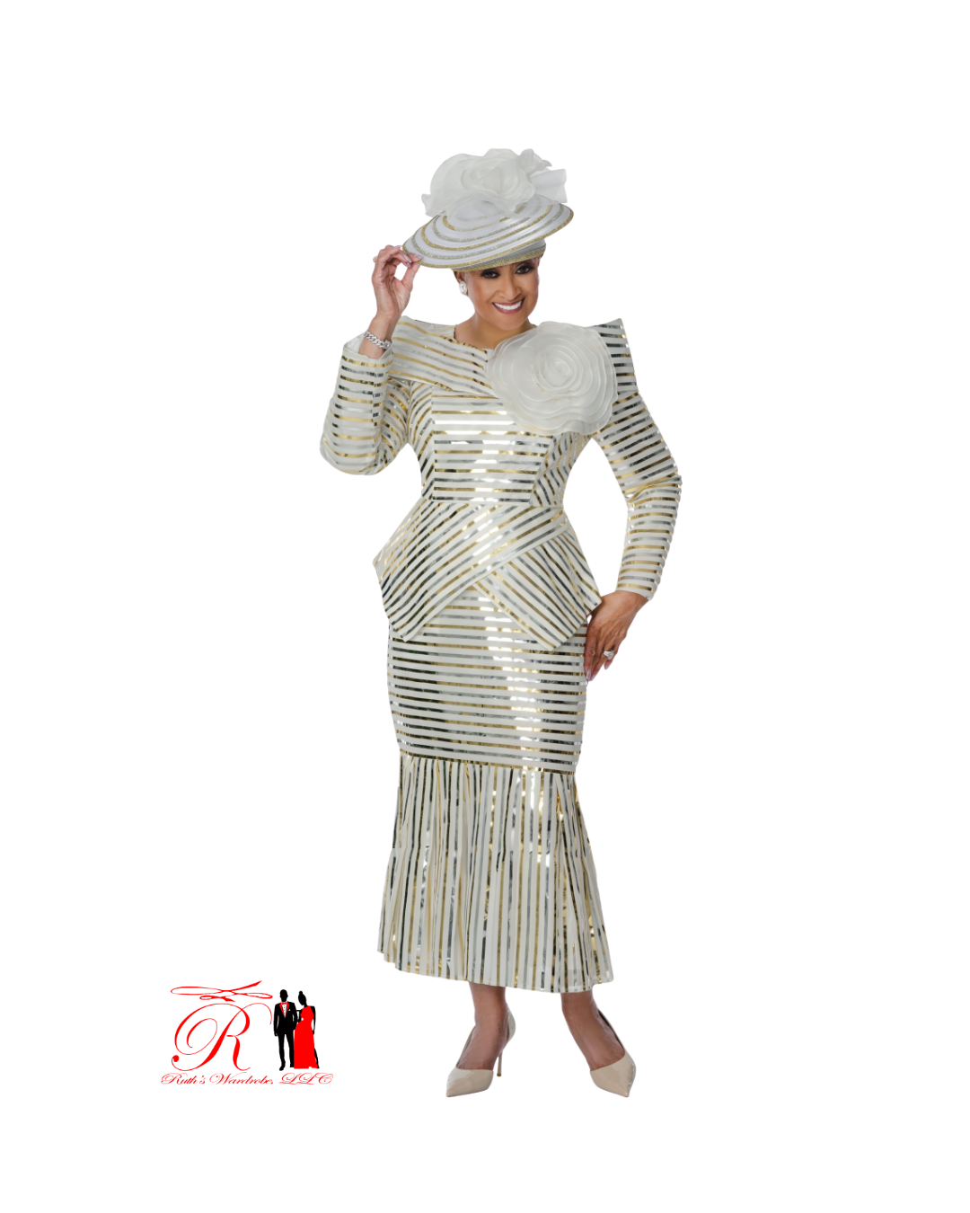 Spring Collection-Dorinda Clark Cole White Gold Silver Matching Hat (DCC310222H)