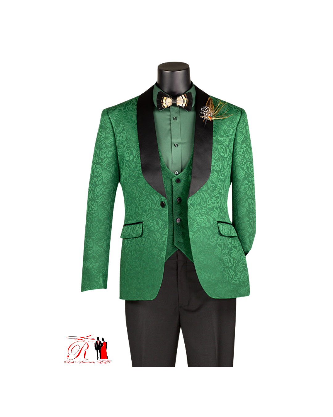 Vinci Slim Fit Vested Jacquard Fabric 1 Button Men's 3 Piece Tuxedo Collection #3 (New Release)