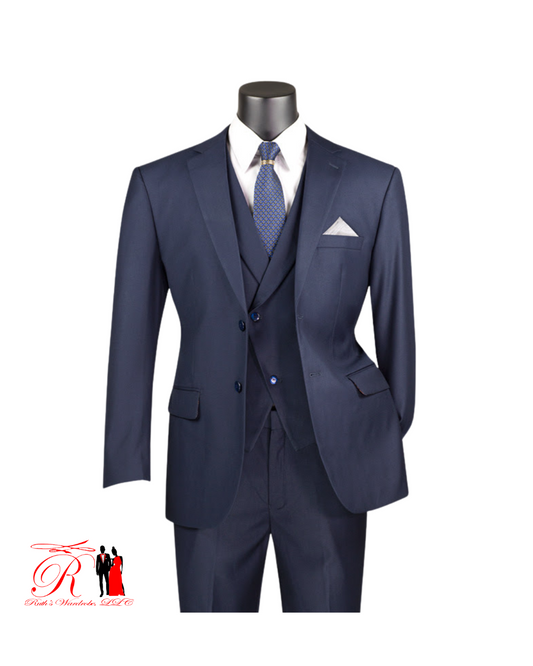 Vinci Modern Fit Single Breasted 3-Piece Notched Lapel Men's Suit Collection