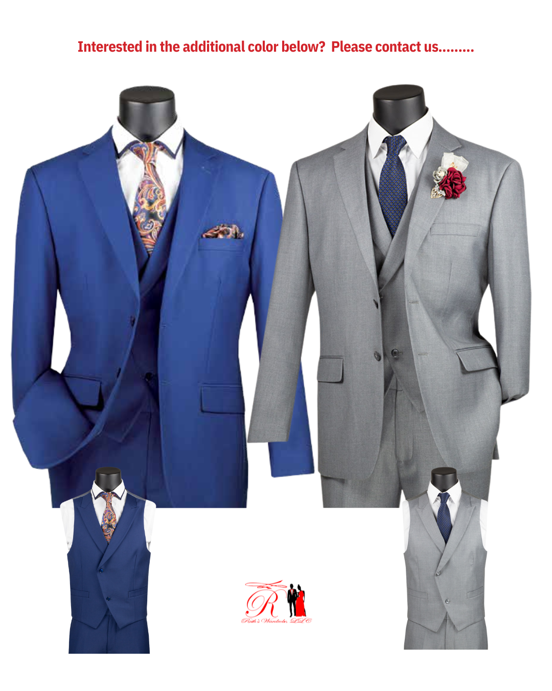 Vinci Modern Fit Single Breasted 3-Piece Notched Lapel Men's Suit Collection
