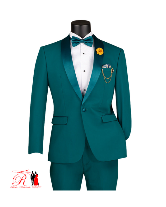 Vinci Slim Fit 2 Piece Men's Tuxedo With Matching Bow Tie Collection