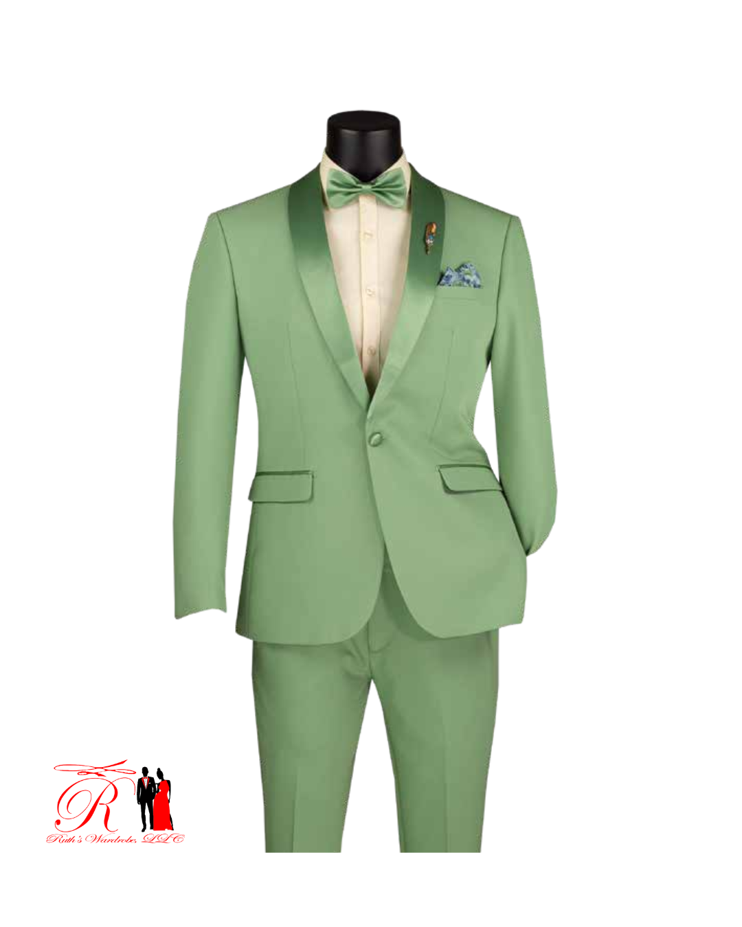 Vinci Slim Fit 2 Piece Men's Tuxedo With Matching Bow Tie Collection