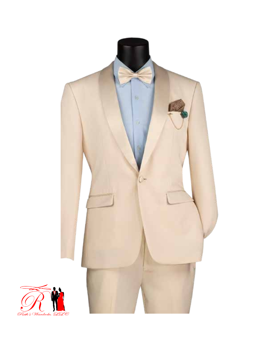 Vinci Slim Fit 2 Piece Men's Tuxedo With Matching Bow Tie Collection
