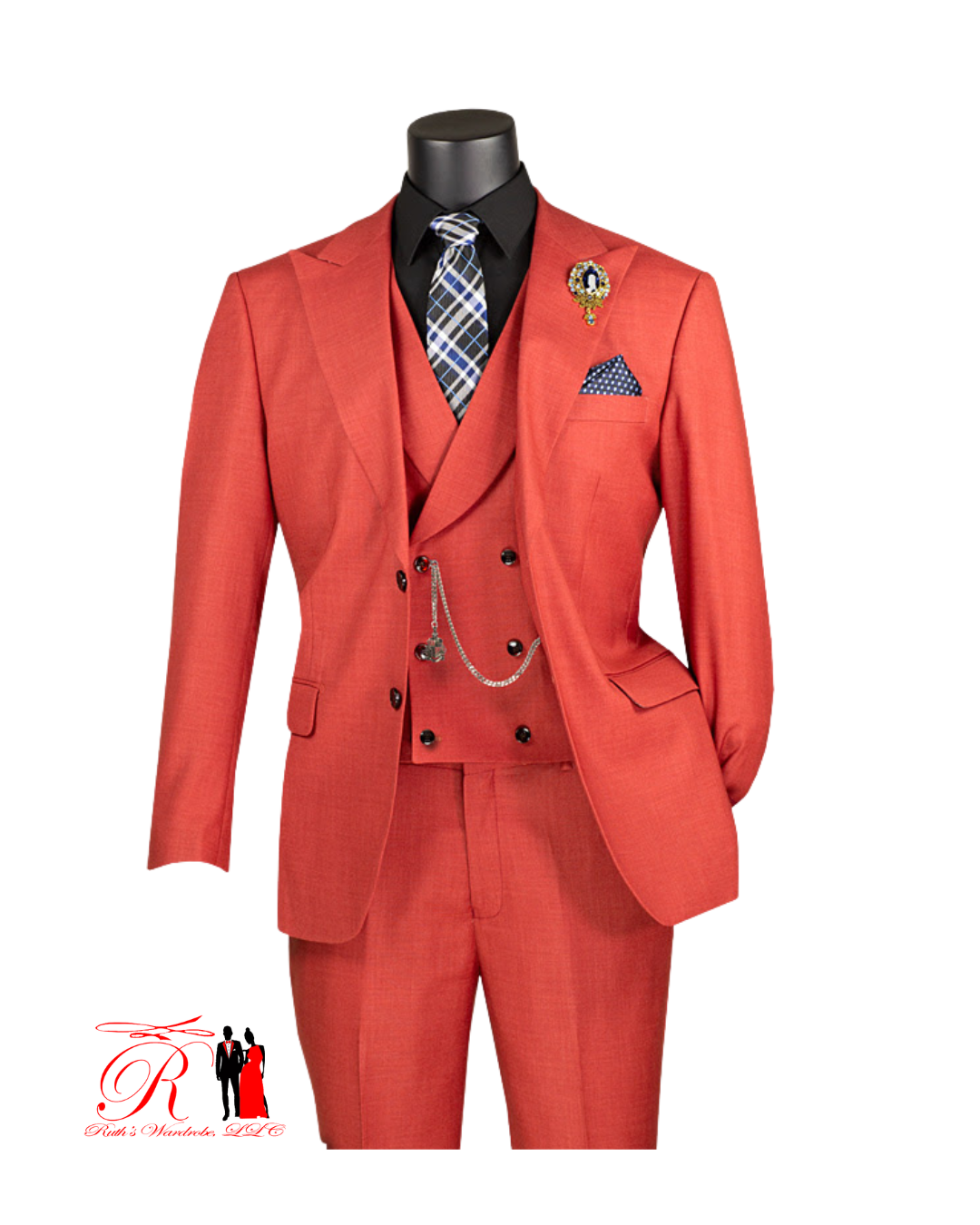 Vinci Modern Fit Single Breasted with Peak Lapel Fancy Vest 3 Piece Men's Suit Collection