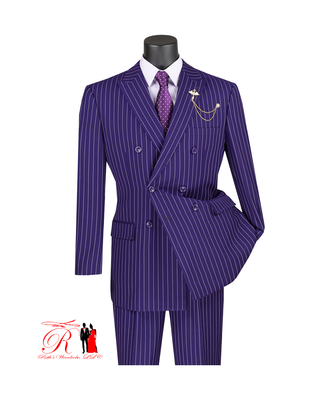 Vinci Executive Double Breasted Gangster Stripe Men's Suit Collection