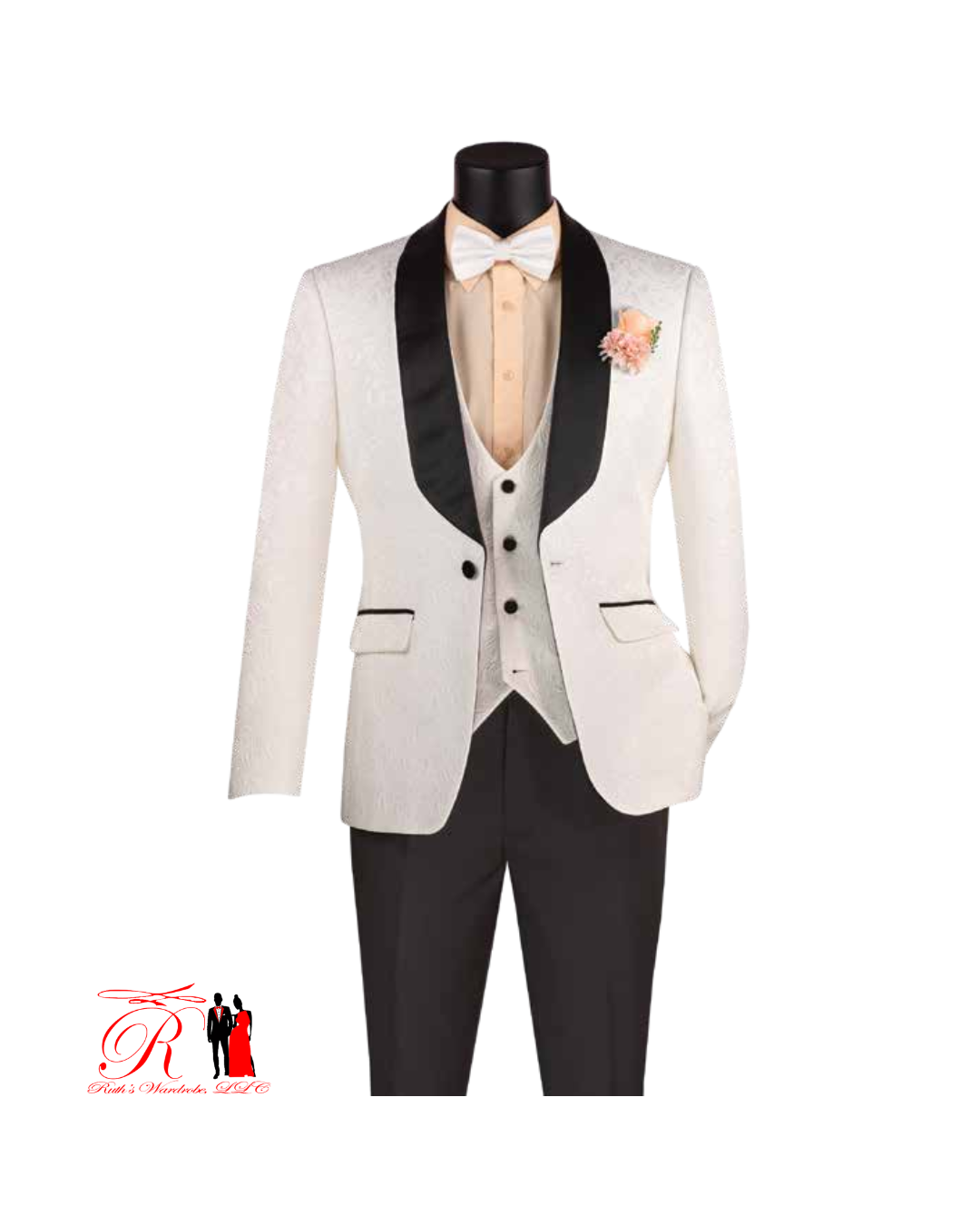 Vinci Slim Fit Vested Jacquard Fabric 1 Button Men's Tuxedo Collection (Pastel) Collection#1