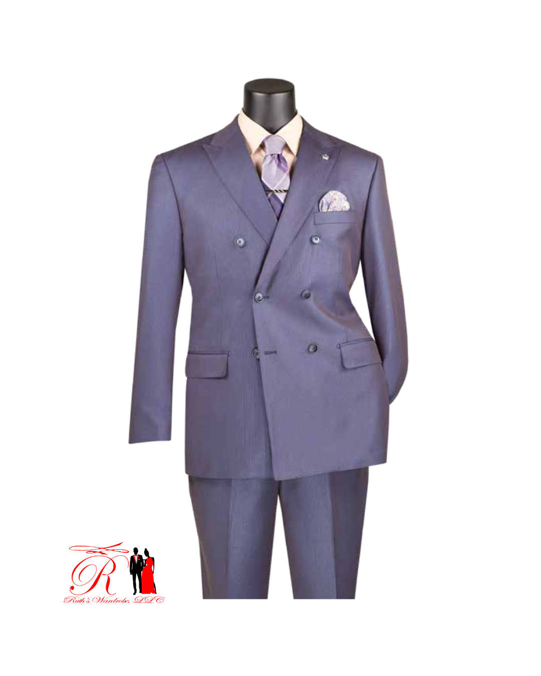 Vinci Executive Double Breasted With Sharkskin Finish Men's Suits Collection