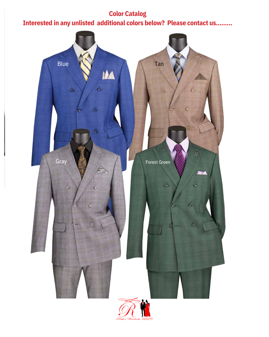 Vinci Executive Double Breasted Glen Plaid Men's Suit Collection #2