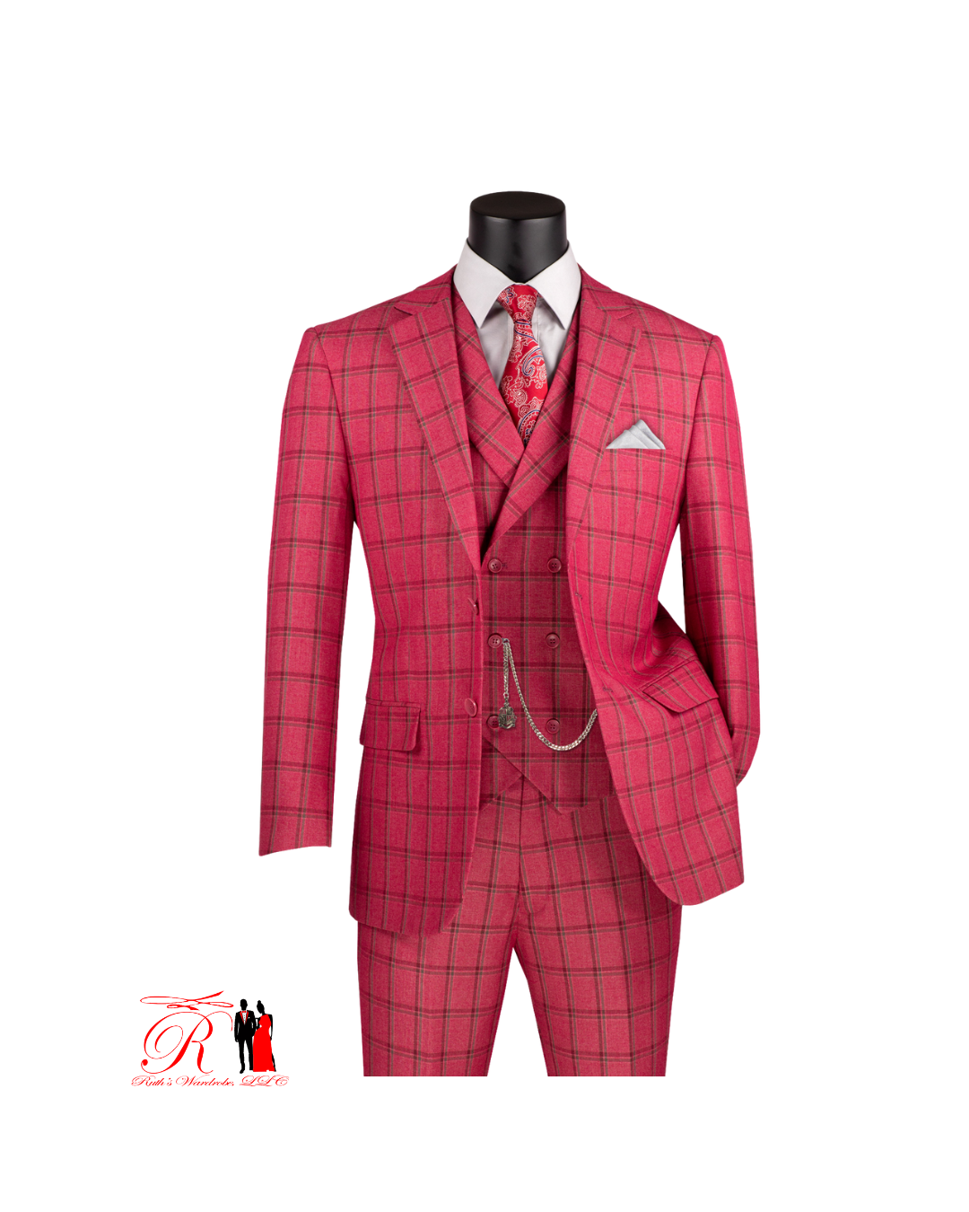 Vinci Modern Fit 3 Pcs Notch Lapel Suits with Fancy Vest Men's Style Suit Collection