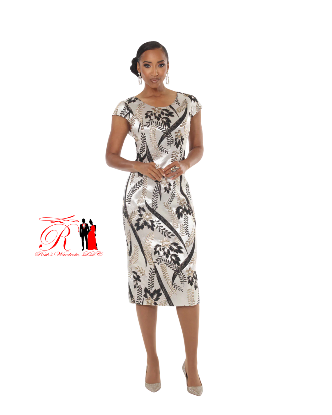 Vinci Lisa Rene Multicolor Dress With Black Jacket Set