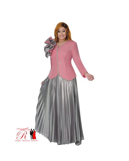 Spring Collection-Dorinda Clark Cole Two Piece Pink and Silver Set (DCC310062)