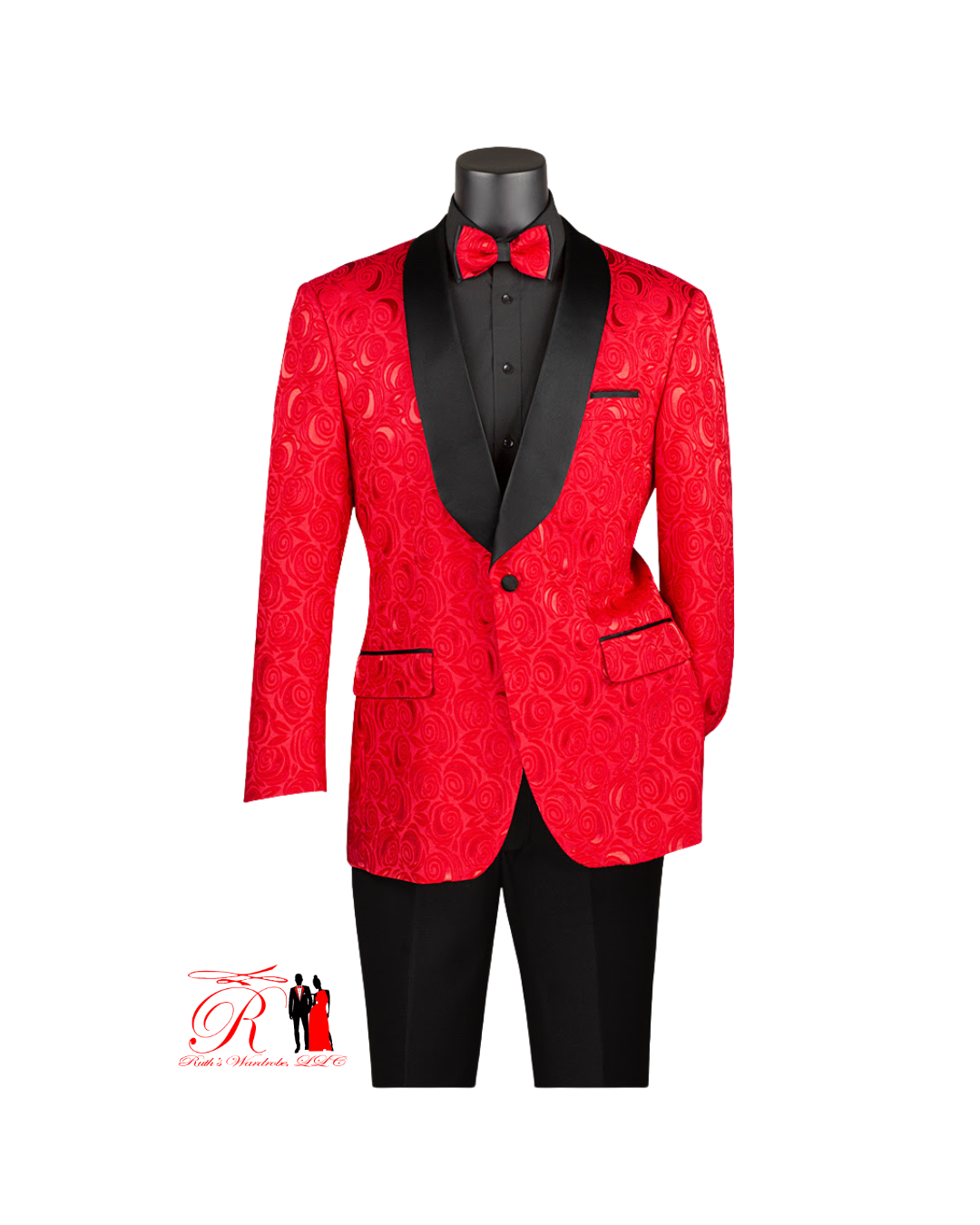 Vinci Single Breasted Regular Fit Jacquard Fabric 1-Button Sport Coat With Matching Bow Tie (Coat Only) Collection