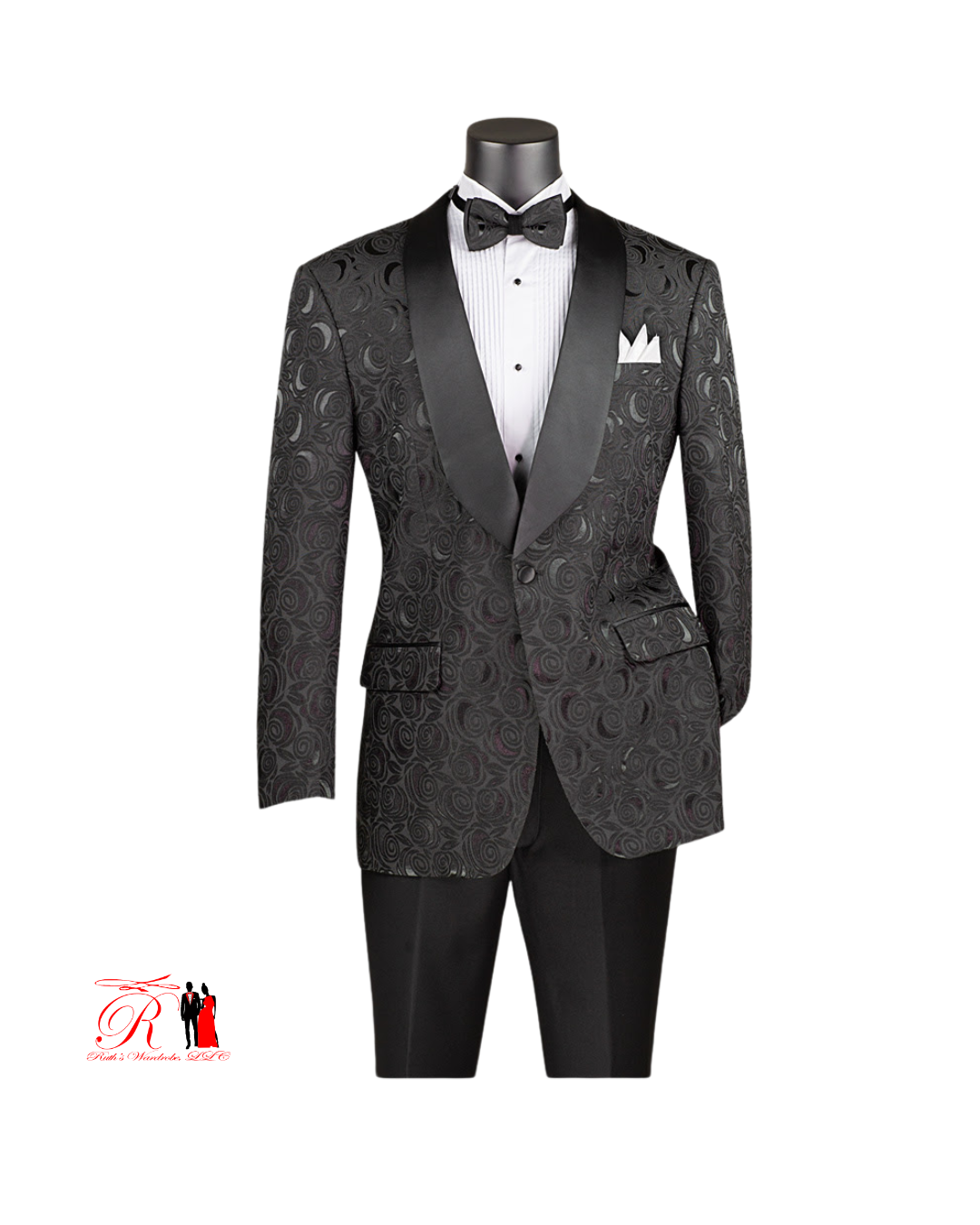 Vinci Single Breasted Regular Fit Jacquard Fabric 1-Button Sport Coat With Matching Bow Tie (Coat Only) Collection