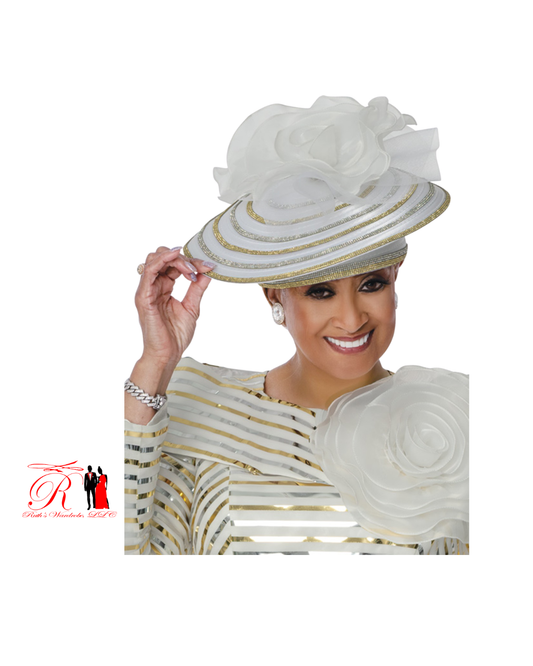 Spring Collection-Dorinda Clark Cole White Gold Silver Matching Hat (DCC310222H)