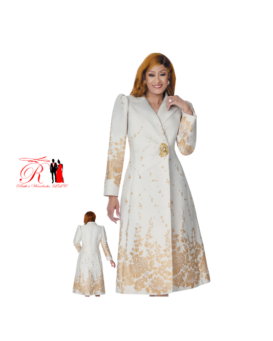 Spring Collection-Dorinda Clark Cole White With Gold Dress (DCC310287)